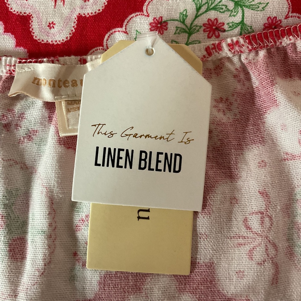 Monteau Los Angeles Women's Sleeveless Floral Linen Blend Mini Dress Size L NWT - Picture 9 of 11